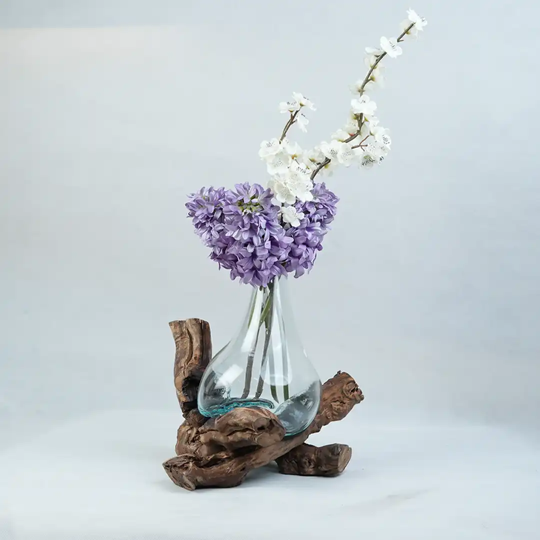 گلدان چوب و شیشه